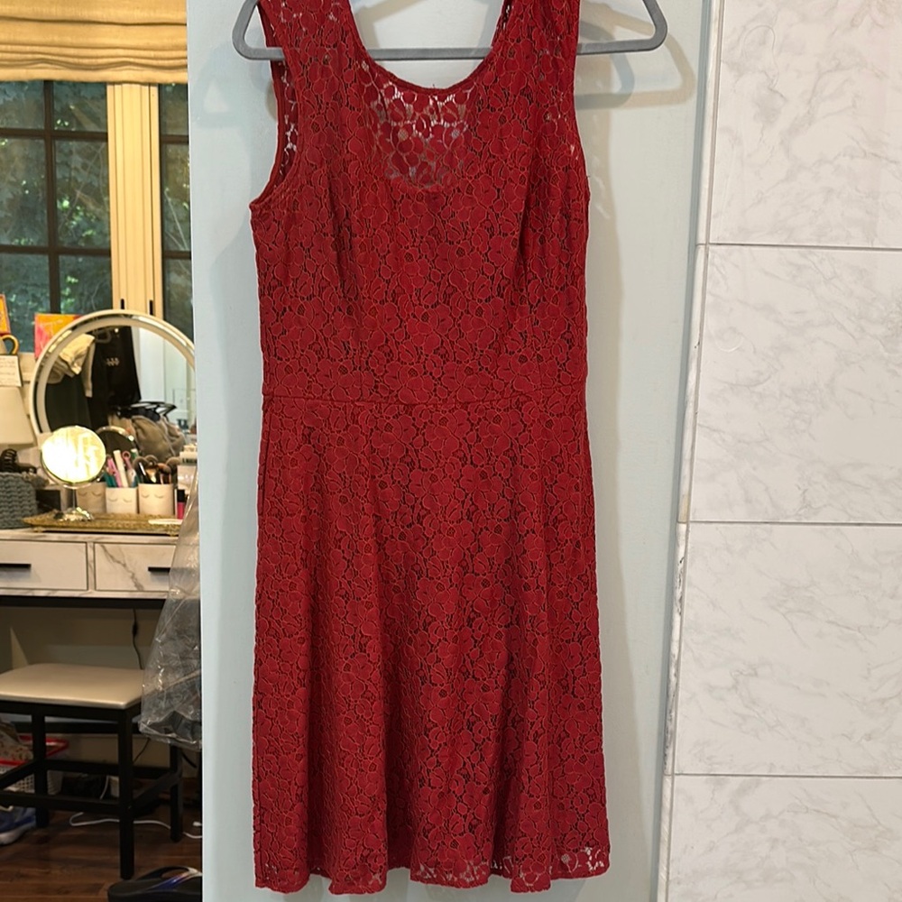 White House Black Market Red Flower Sheath Mini Dress